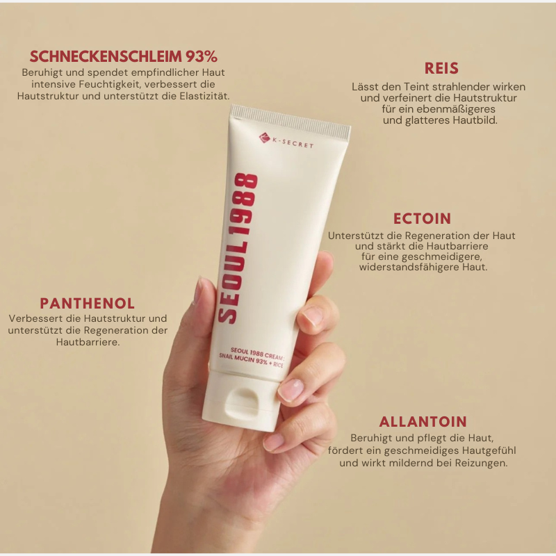SEOUL 1988 CREAM: SNAIL MUCIN 93% + RICE 100ML